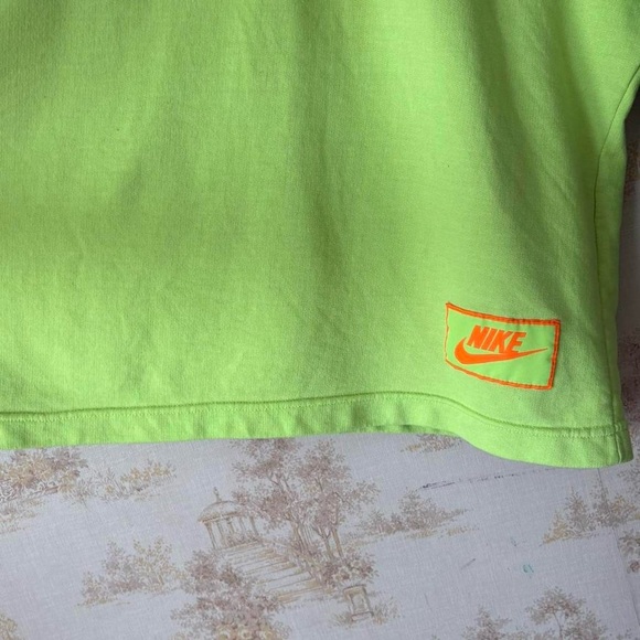 Vintage 80s 90s Nike retro neon green blue mock neck color block sweatshirt L - Picture 5 of 8